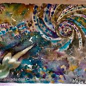 "Un Viaje Cósmico con Mantarrayas Estelares". Un proyecto de Pintura a la acuarela de Nada Sadat Moshashaei - 21.06.2021