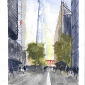 Mi Proyecto del curso: Paisajes urbanos en acuarela. Un proyecto de Bellas Artes, Pintura a la acuarela e Ilustración arquitectónica de Cristian Alvarado - 24.06.2021