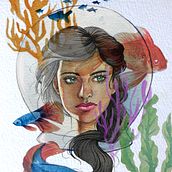 Meu projeto do curso: Retrato ilustrado em aquarela. Traditional illustration, Fine Arts, Painting, Drawing, Watercolor Painting, Portrait Drawing, and Artistic Drawing project by f_berger_b - 06.25.2021