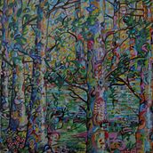 Bosque azul. Pintura al óleo. . Projekt z dziedziny  Malarstwo użytkownika Sylvana Lobato - 25.06.2021