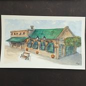 My project in Architectural Sketching with Watercolor and Ink course. Sketching, Drawing, Watercolor Painting, Architectural Illustration, Sketchbook & Ink Illustration project by Tulin Azim - 06.25.2021