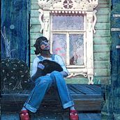 lulu and kiara on porch. Self-Portrait Photograph project by Lulu Moonwood Murakami - 07.01.2021