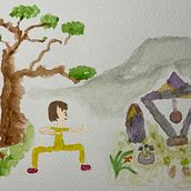 Qigong in the garden. Traditional illustration, Drawing, and Watercolor Painting project by drcrthema - 07.01.2021