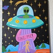 Alien Abduction. Acr, and lic Painting project by Doris Ramirez - 07.02.2021