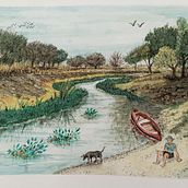 Río Ubajay, Rincon, Santa Fe. Traditional illustration project by Carlos Wolovik - 07.03.2021
