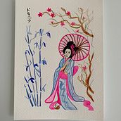 Ma japonaise. Traditional illustration, Drawing, and Watercolor Painting project by dominique_passelande - 07.04.2021