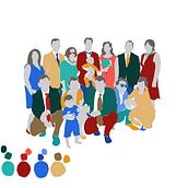 Family photo: tetrahedral crowd . % triin tarafından hazırlanan Geleneksel illüstras, on, Ve Renk Teorisi projesi - 07.04.2021