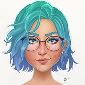 Female colorful hair portrait. Traditional illustration, Painting, and Character Design project by Alini Laube - 12.26.2020