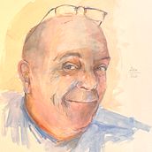 My project in Artistic Portrait with Watercolors course - Alan. Fine Arts, Painting, Watercolor Painting, and Portrait Drawing project by Sam Cooper - 07.05.2021