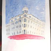 My project in Architectural Sketching with Watercolor and Ink course. Sketching, Drawing, Watercolor Painting, Architectural Illustration, Sketchbook & Ink Illustration project by ecaepb2u - 07.06.2021