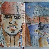 Mein Kursprojekt: Aquarellsketching: Drück deine Ideen aus . Traditional illustration, Sketching, Creativit, Drawing, Watercolor Painting, and Sketchbook project by silke.neuschaefer - 07.07.2021