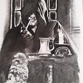 Il mio progetto del corso: Ritratto artistico al carboncino: creare atmosfere. Ilustração tradicional, Artes plásticas, Desenho, Desenho de retrato, Desenho realista, e Desenho artístico projeto de Fanny Di Natale - 07.07.2021