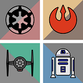 4-Icons Story: Star Wars (Course: Adobe Illustrator, Tina Touli). Traditional illustration, and Design project by Sebastián Weyer - 07.06.2021