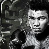 Mohamed Ali. Traditional illustration, Painting, and Street Art project by Sandra Calzada - 07.10.2021