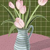 Tulipanes en jarra. Traditional illustration, Digital Drawing, Digital Painting, and Botanical Illustration project by Bárbara Martínez Calvo - 03.28.2021