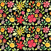 Mein Kursprojekt: Blumenmuster mit strahlenden Aquarellfarben. Traditional illustration, Pattern Design, Watercolor Painting, and Botanical Illustration project by Catalina Behrens - 07.11.2021