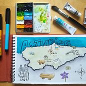 Asturies. Traditional illustration, Infographics, Drawing, Artistic Drawing, Digital Illustration, and Digital Painting project by frantzonita - 07.11.2021