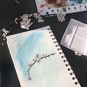 Plum blossom watercolor. Fine Arts project by Jen Pack - 03.16.2019