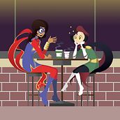 Emara & Kamala in Starbucks. Un progetto di Illustrazione tradizionale di shabihulhassanraza1 - 14.06.2015