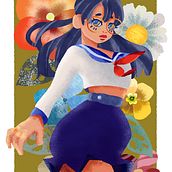 School Girl. Un progetto di Illustrazione tradizionale, Illustrazione digitale e Pittura digitale di Daniela Moran - 13.07.2021