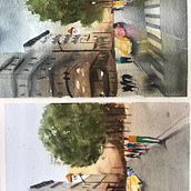 Mon projet du cours : Paysages urbains à l’aquarelle. Fine Arts, Watercolor Painting, and Architectural Illustration project by cdeblais - 07.14.2021