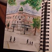 My project in Architectural Sketching with Watercolor and Ink course. Sketching, Drawing, Watercolor Painting, Architectural Illustration, Sketchbook & Ink Illustration project by Sherri Moore - 07.12.2021