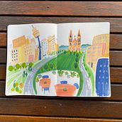 My project in Pictorial Sketchbook with Gouache course. Traditional illustration, Sketching, Drawing, Architectural Illustration, Sketchbook, and Gouache Painting project by klraison - 07.15.2021