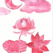 Mon projet du cours : Techniques modernes d’aquarelle lotus monochrome. Traditional illustration, Fine Arts, Painting, and Watercolor Painting project by Virginie Brun - 07.16.2021