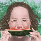 Watermelon . Traditional illustration, Drawing, Digital Illustration, Portrait Drawing, Digital Drawing, and Digital Painting project by Adele Kühle-Hansen - 07.16.2021