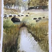 Mon projet du cours : Paysages naturels à l’aquarelle. Fine Arts, Painting, and Watercolor Painting project by cdeblais - 07.17.2021