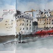 Pont d'Arcole. Un proyecto de Bocetado, Dibujo, Pintura a la acuarela, Ilustración arquitectónica, Sketchbook e Ilustración con tinta de roedig - 19.07.2021