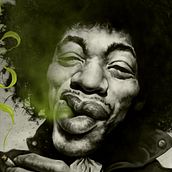 Caricatura de Jimmy Hendrix. Traditional illustration, Fine Arts, Painting, Drawing, Digital Painting, and Digital Drawing project by Pol Serra - 07.20.2021