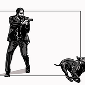 John Wick. Projekt z dziedziny Trad, c, jna ilustracja, Ilustracja c i frowa użytkownika Juan Javier Sepúlveda - 20.07.2021