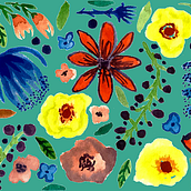 My project in Vibrant Floral Patterns with Watercolors course. Traditional illustration, Pattern Design, Watercolor Painting, and Botanical Illustration project by ningpan0116 - 07.20.2021