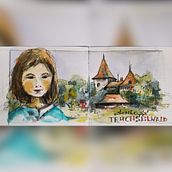 Mein Kursprojekt: Aquarellsketching: Drück deine Ideen aus . Un projet de Illustration traditionnelle, Esquisse , Créativité, Dessin, Aquarelle , et Carnet de croquis de Chri Ste - 21.07.2021