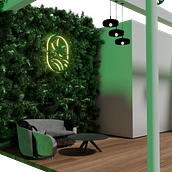 Stand JuicyFields_ Cannabis EXPO, México . 3D, Design, Art Direction, Graphic Design, Interior Design, and Lighting Design project by Micaela Serra - 06.24.2021