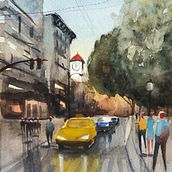 My project in Urban Landscapes in Watercolor course. Fine Arts, Watercolor Painting, and Architectural Illustration project by vinterova - 07.20.2021