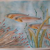 Mi Proyecto del curso: Ilustración de universos marinos en acuarela. Projekt z dziedziny Trad, c, jna ilustracja,  Malarstwo, Malowanie akwarelą, Ilustracja naturalist i czna użytkownika bgallisilvia - 27.07.2021