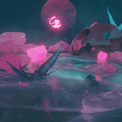 Mew's Artic lands. 3D, Digital Illustration, and 3D Design project by Sabrina Gauna - 07.22.2021