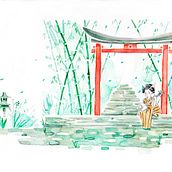 Mi Proyecto del curso: Ilustración en acuarela con influencia japonesa. Een project van Traditionele illustratie,  Tekening y Aquarelschilderen van Zaid Trejo - 05.08.2021