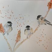 My project in Artistic Watercolor Techniques for Illustrating Birds course (watercolours based on photos of chickadees by Patrice Bouchard posted to Unsplash). Traditional illustration, Watercolor Painting, Realistic Drawing, and Naturalistic Illustration project by Susan - 08.08.2021