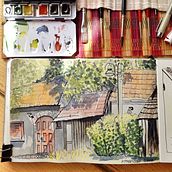 My project in Watercolor Travel Journal course. Traditional illustration, Watercolor Painting, Architectural Illustration, and Sketchbook project by Adiba Mahmoud - 07.13.2021