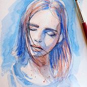 My project in Artistic Portrait with Watercolors course. Fine Arts, Painting, Watercolor Painting, and Portrait Drawing project by Annamari Fekete - 08.11.2021