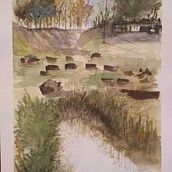 Mi Proyecto del curso : Atardecer en la chacra . Een project van Aquarelschilderen,  Beeldende kunst y Schilderij van María Ahumada - 30.10.2022