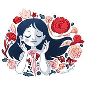 Retrato ilustrado con elementos botánicos // Alikia Pony. Traditional illustration, Digital Illustration, Botanical Illustration, and Digital Drawing project by Alikia Lemus - 08.31.2021