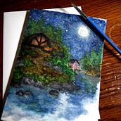 Camping by the Lake. Een project van Traditionele illustratie y Aquarelschilderen van jackie_sews - 13.08.2021