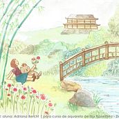 Meu projeto do curso: Ilustração em aquarela com influência japonesa. Traditional illustration, Drawing, Watercolor Painting, Painting, and Artistic Drawing project by Adriana Bercht - 08.14.2021