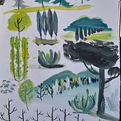 Maru Godas - Pictorial Sketchbook in gouache - initial excercises ad first attempt at making a painting.. Traditional illustration project by Zora Poznic Polh - 08.15.2021