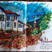 Meu projeto do curso: Sketching artístico em aquarela: Cidade de Tiradentes - Minas Gerais - Brasil. Traditional illustration, Sketching, Creativit, Drawing, Watercolor Painting, and Sketchbook project by Marcelo José Bresciani - 08.16.2021
