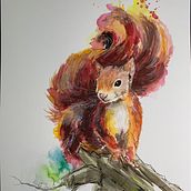 Expressive Animal Portrait in Watercolor - Squirrel. Traditional illustration project by Christian Gonzales - 08.16.2021